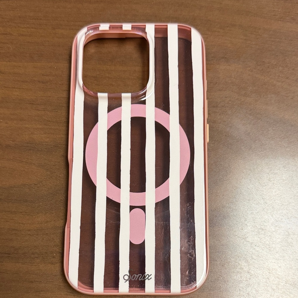 Pink and Brown Striped Phone Case